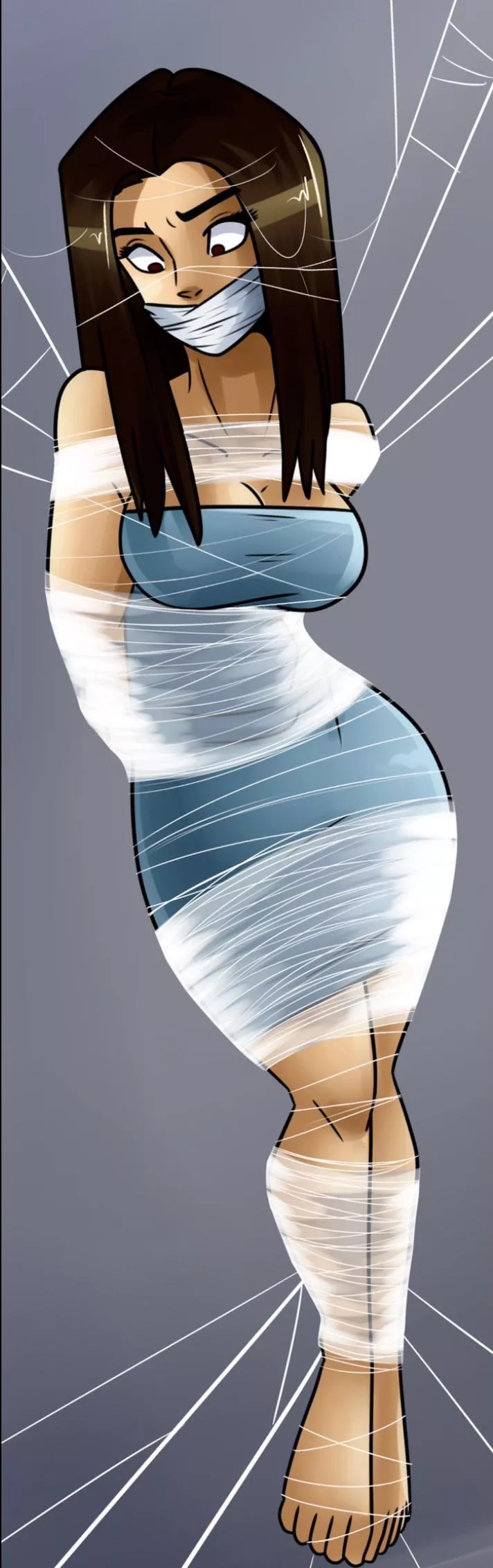 A hapless and helpless Alyssa all tangled up