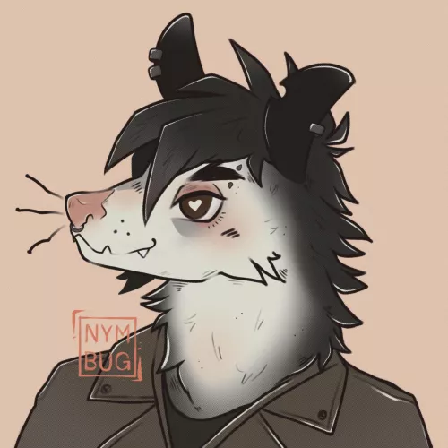 Finally made myself a lil opossum fursona after years of thinking bout it 🖤🐾