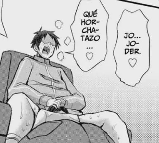 LF Mono Source: 1boy, 1girl, ass, out of frame, sitting, jacket, hand on another's head, jeans, sofa, blowjob, sweat, open mouth, no eyes, foreign text 