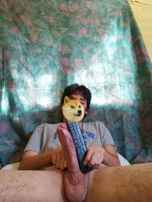 my dick beside a tv remote