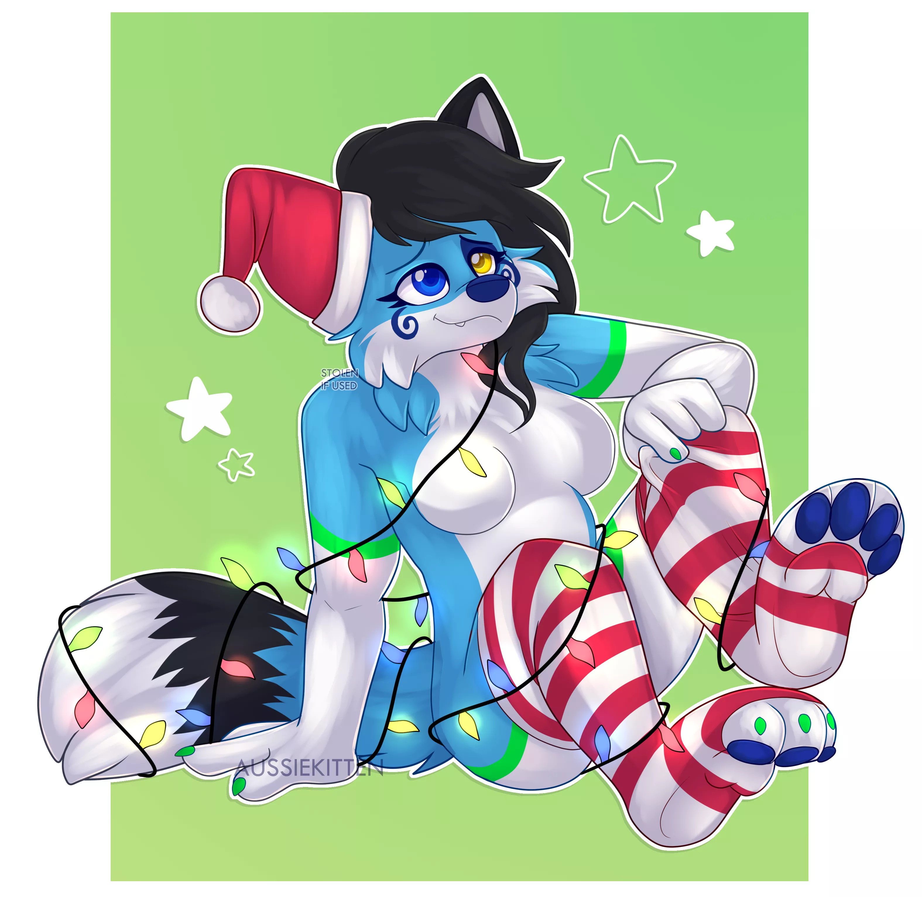 Stormi has gotten caught in the lights! ⭐️ | Art by me @aussie_kitten on Twitter | YCH comm for @StormiFolf !