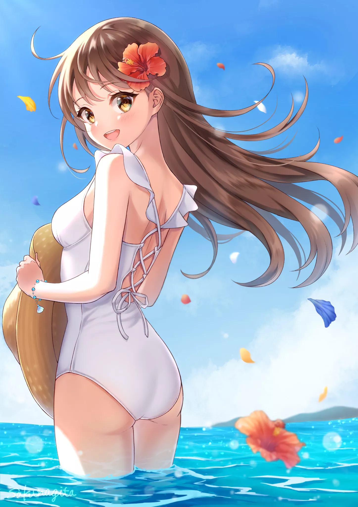 White one piece swimsuit (sakusakunagita) [Original]