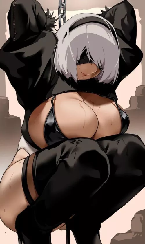 2B and her perfect tits (bakkanki)