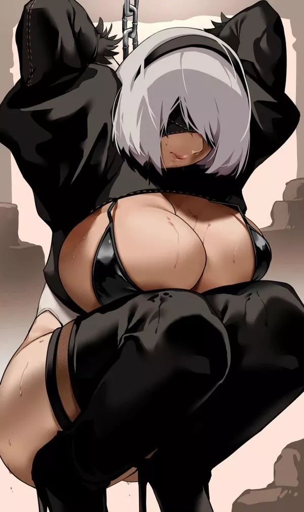 2B and her perfect tits (bakkanki)