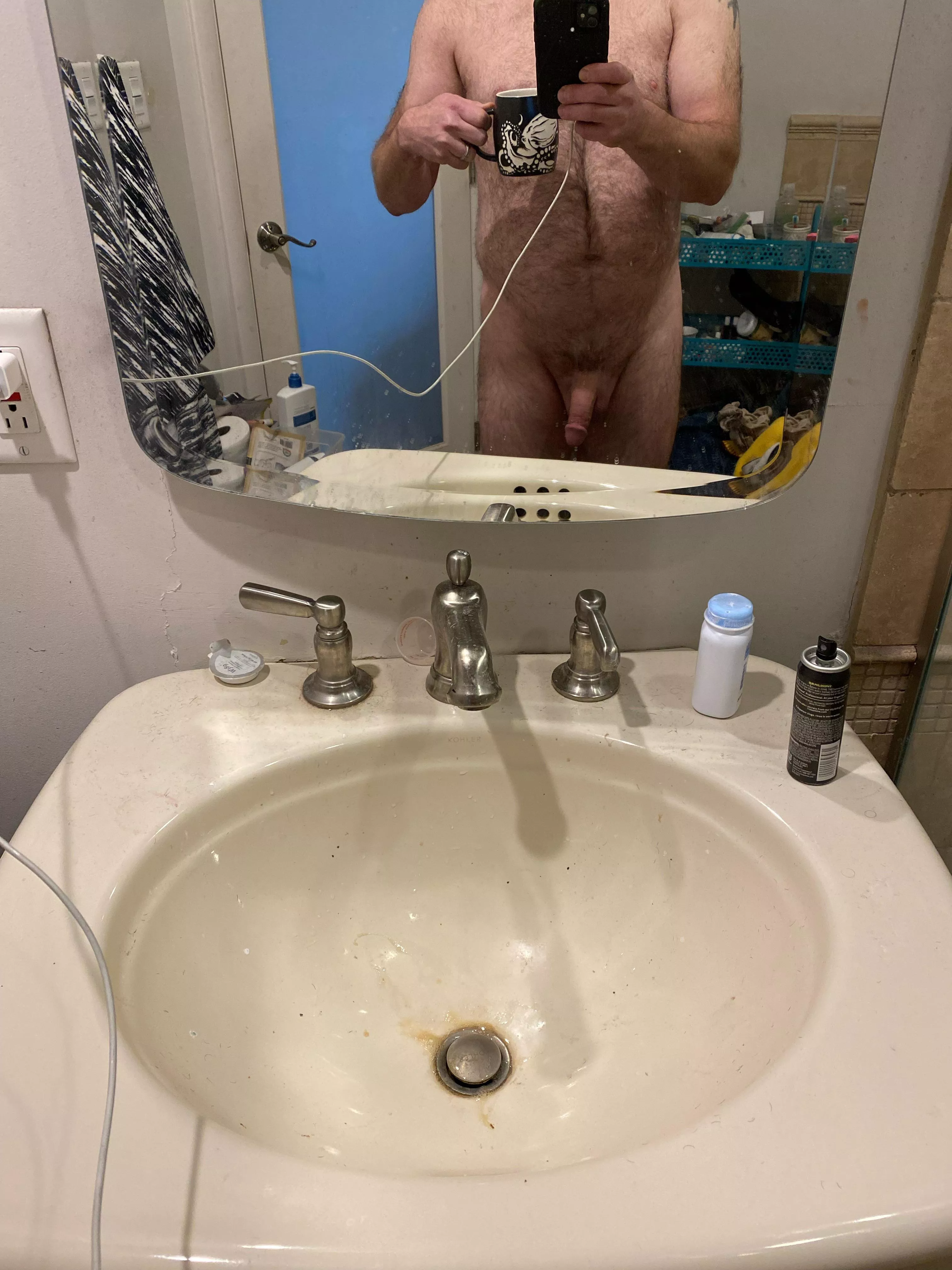 [50] morning coffee before hoping in shower for the naughty ladies.