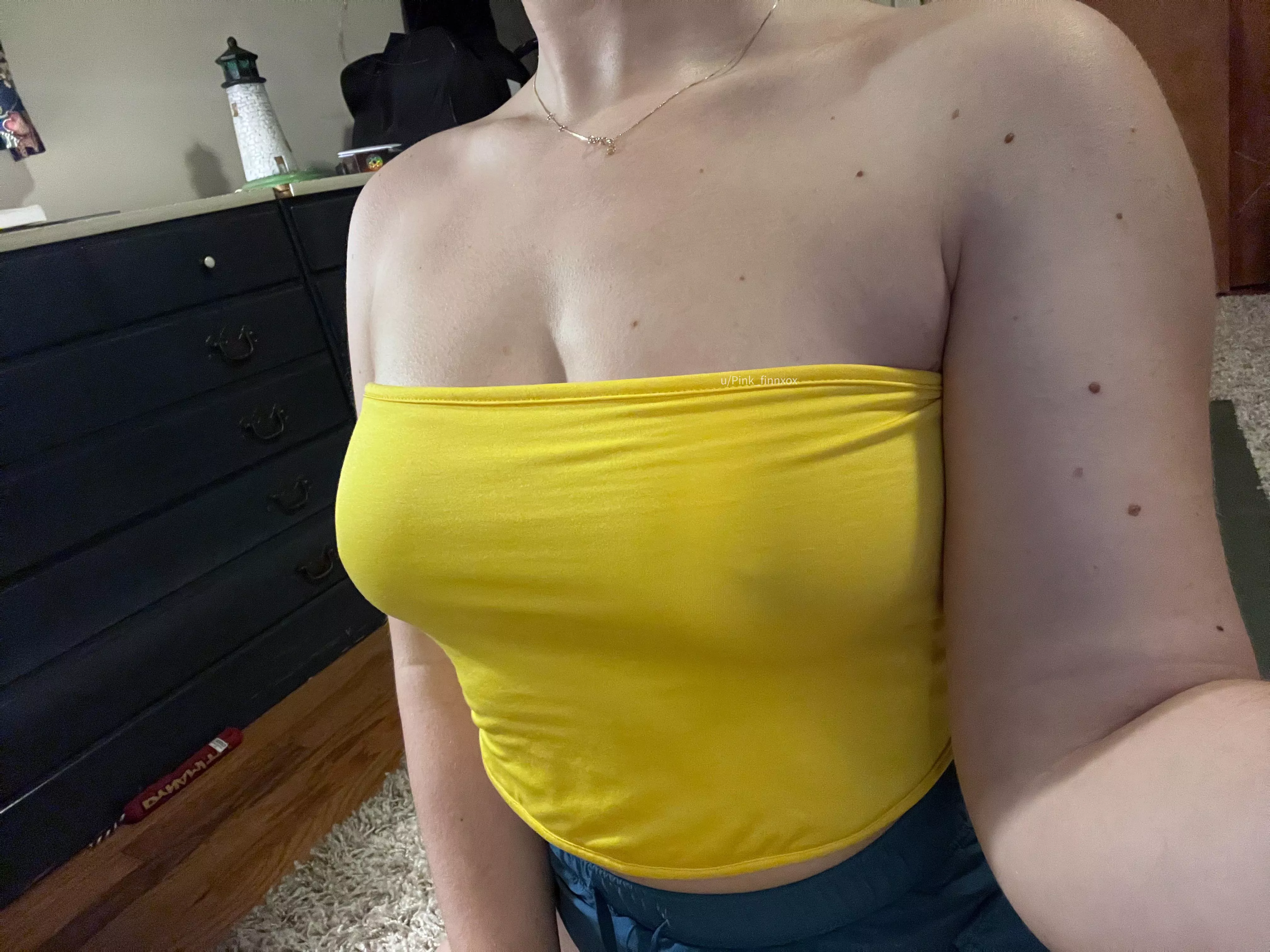 Braless in yellow