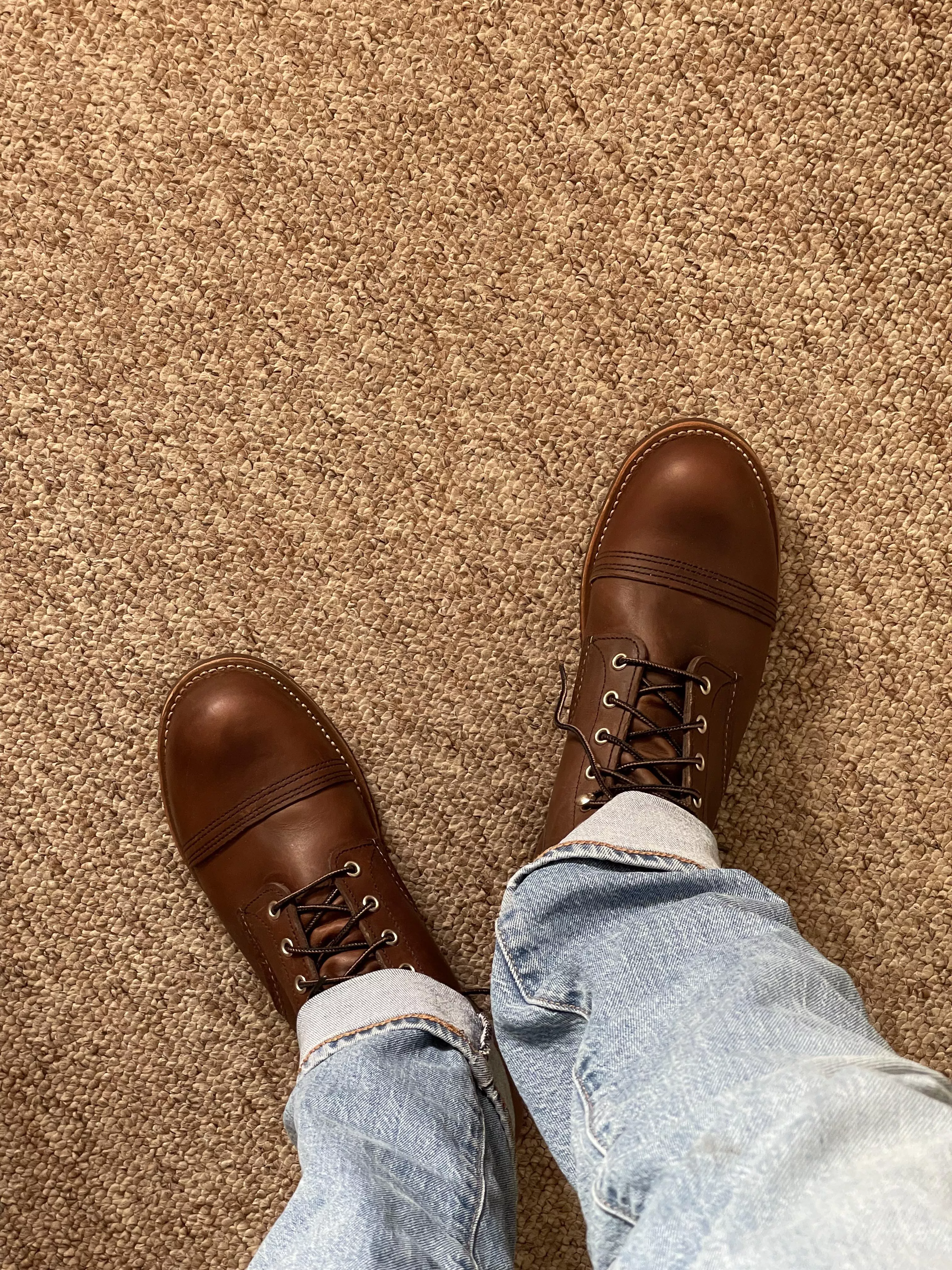 Breaking in the new iron rangers around the house! Love them.