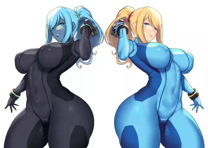 Dark Samus And Samus Posing (Aster Crowley ) [Metroid ]