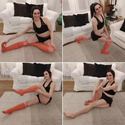 Peeling off sweaty knee socks after a workout [f]eels so good!