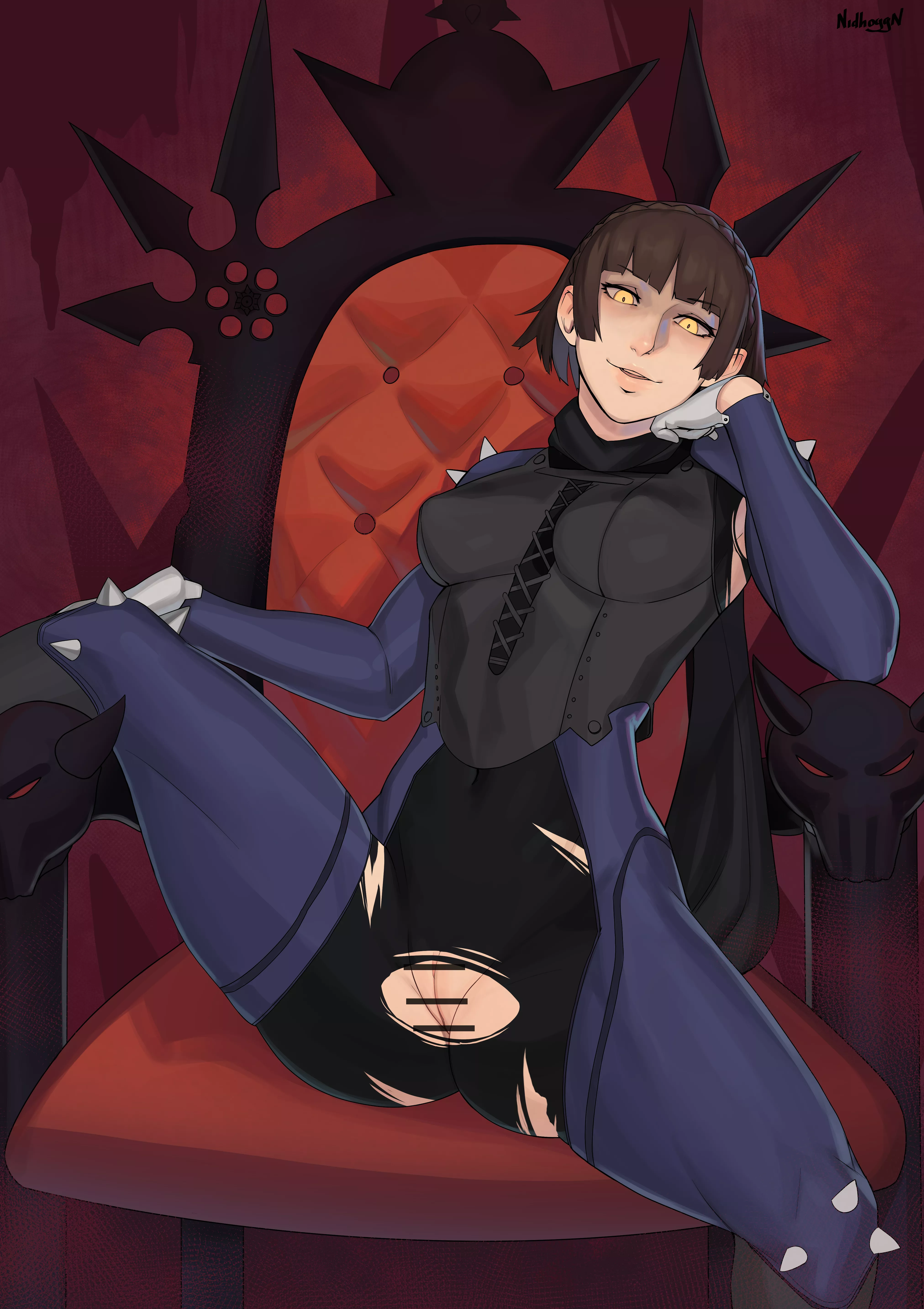 Shadow Makoto Torn Suit Spreading (Nidhoggn) [Persona]