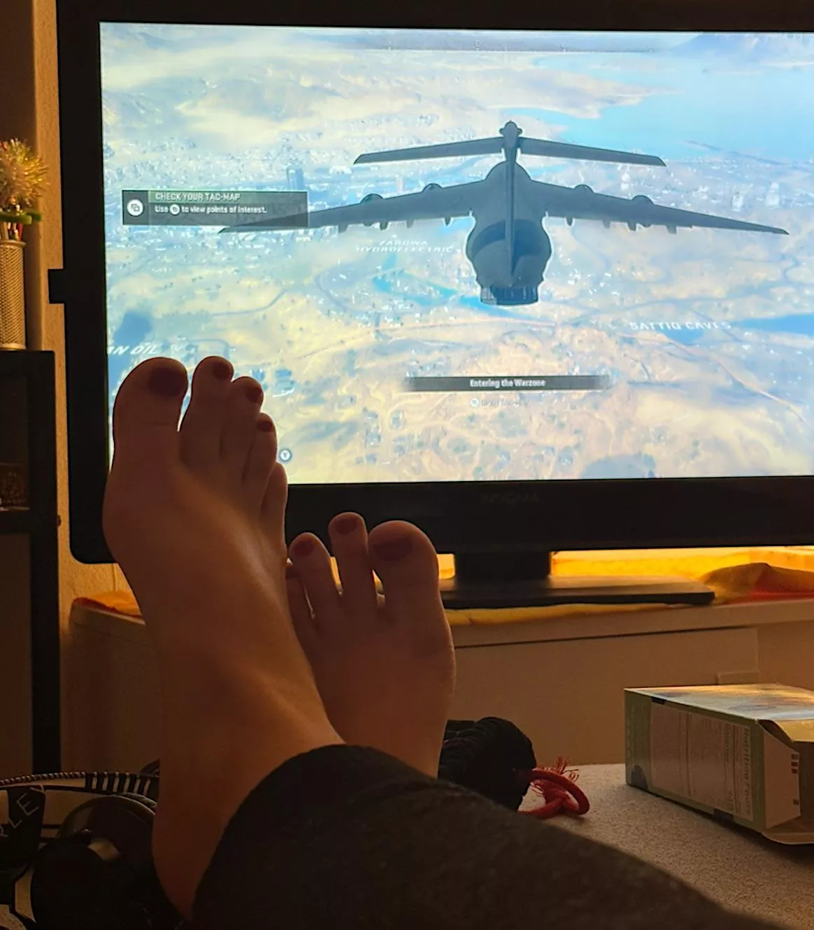Sorry, are my feet in the way of WarZone? Not sure which you’re staring at….