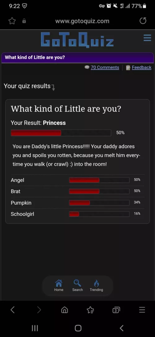 Took a small test, and seems I'm a little Princess in every way. There should be also a Boy version! Just type in Google 