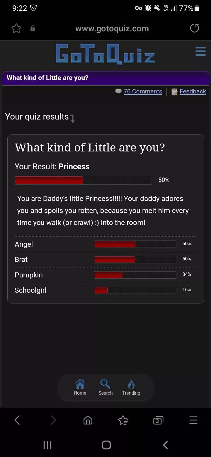 Took a small test, and seems I'm a little Princess in every way. There should be also a Boy version! Just type in Google 
