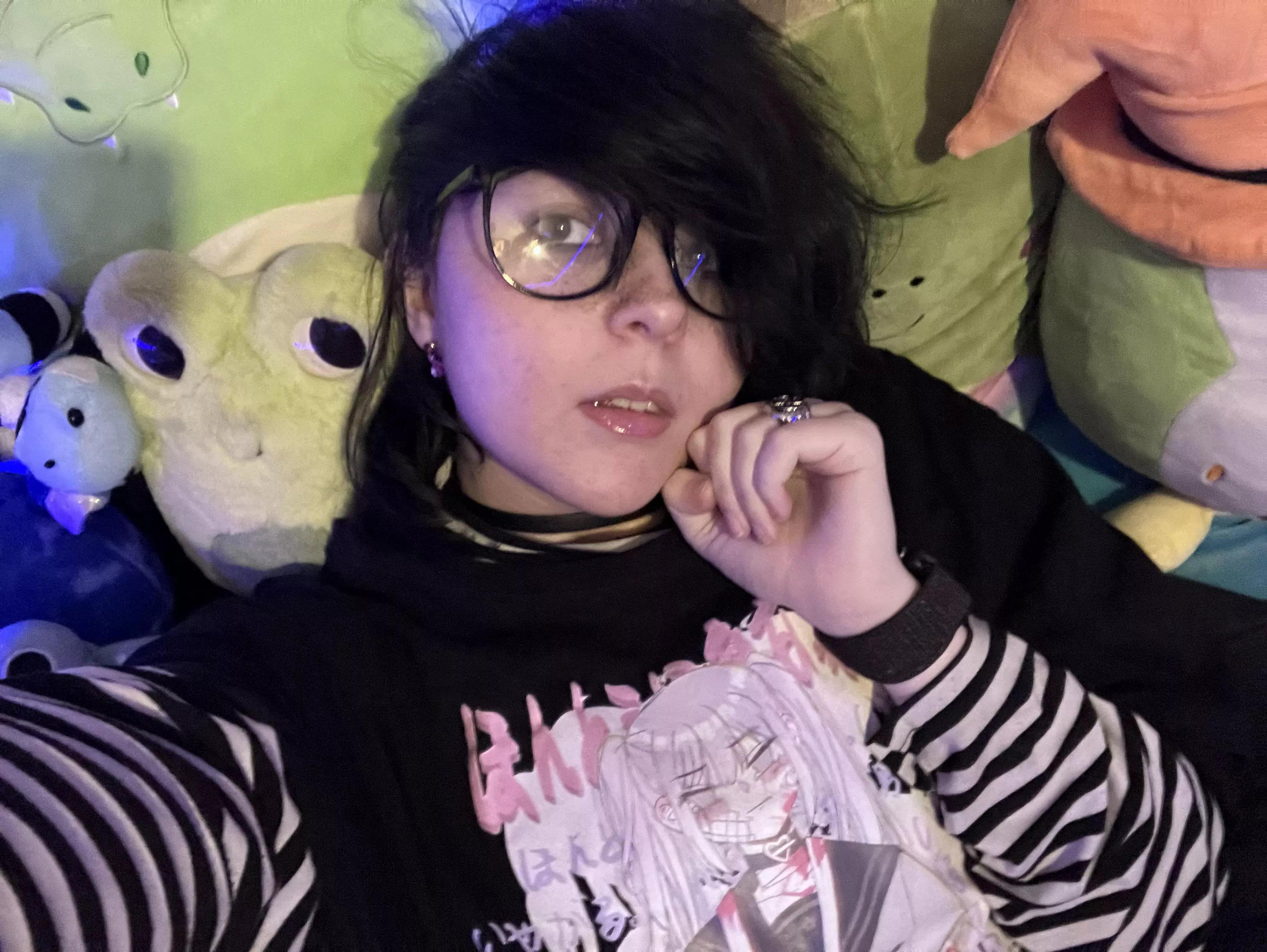 Wanna lay on my pile of frog stuffed animals with me?