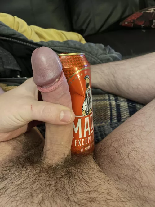 What do we think next to a beer can?