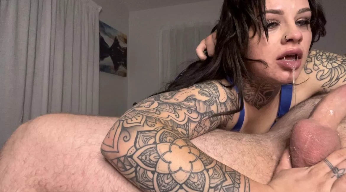 Balls deep = so much spit