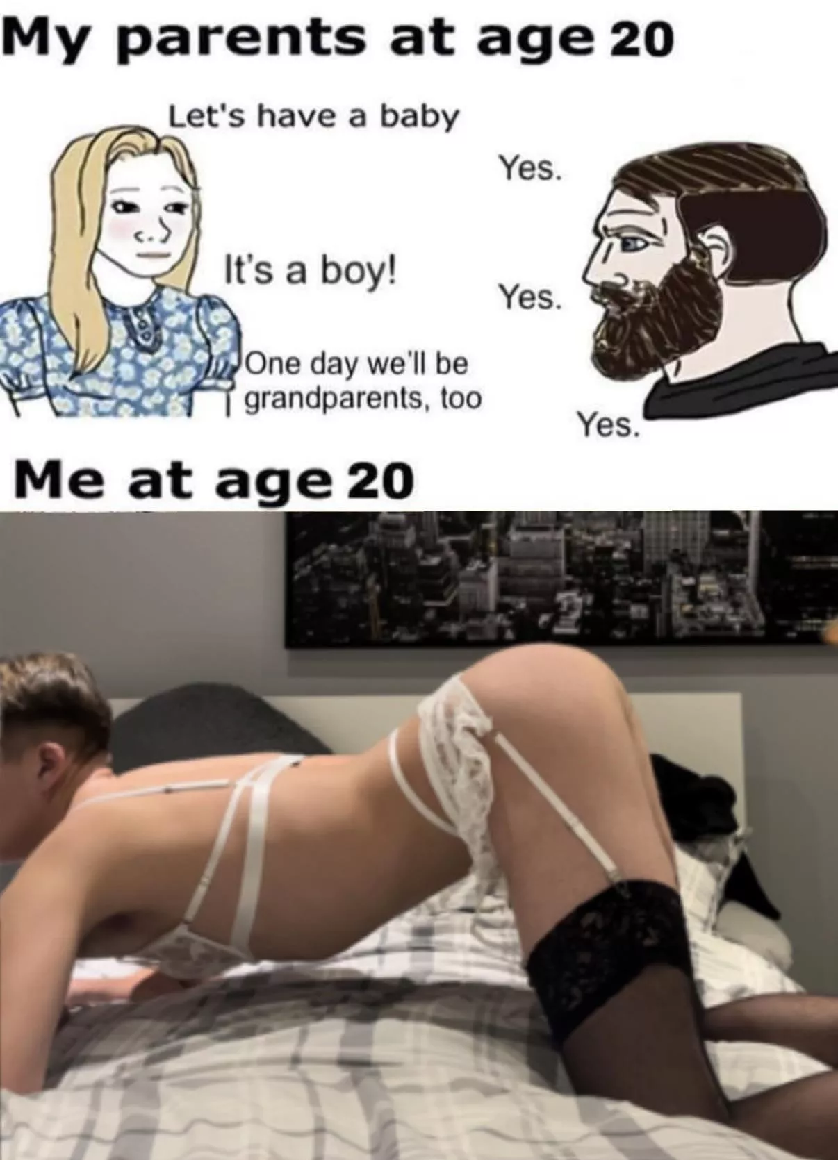 Bend over for real men to breed you