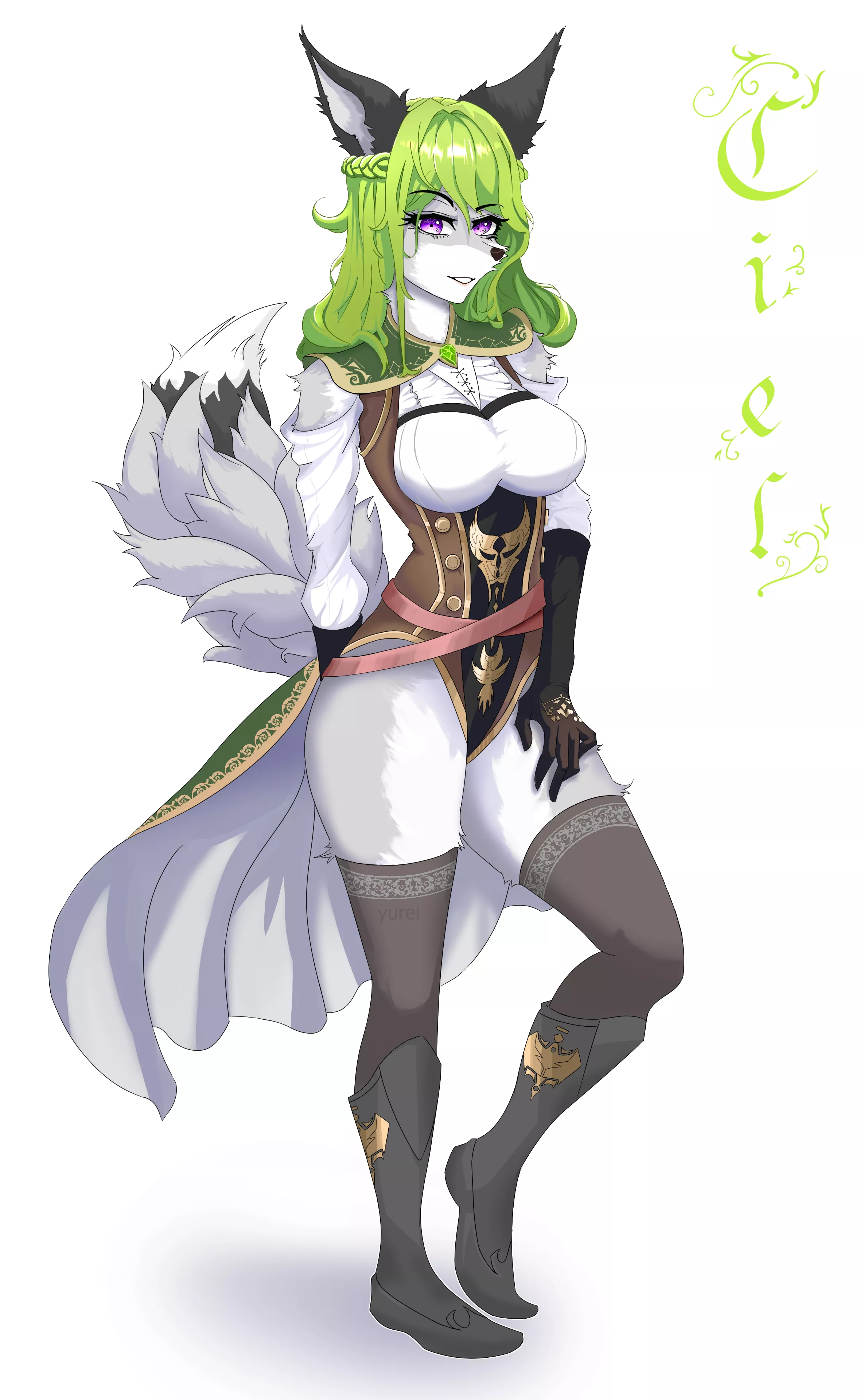 I really like fantasy themed outfits so I made a forest guardian OC (Art by me)