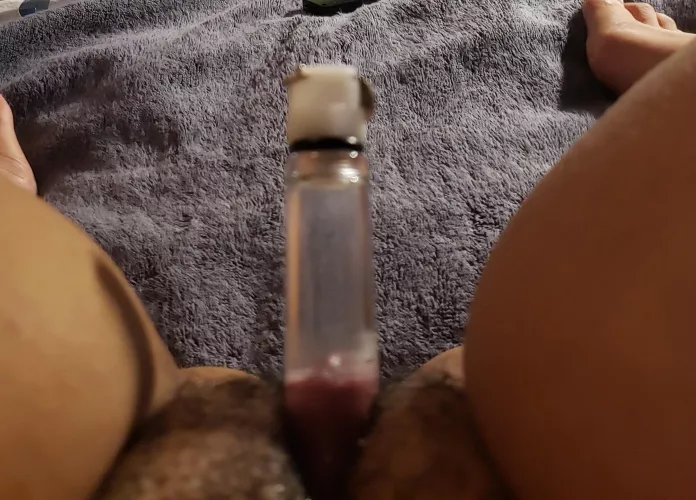 My current point of view as I pump my clit