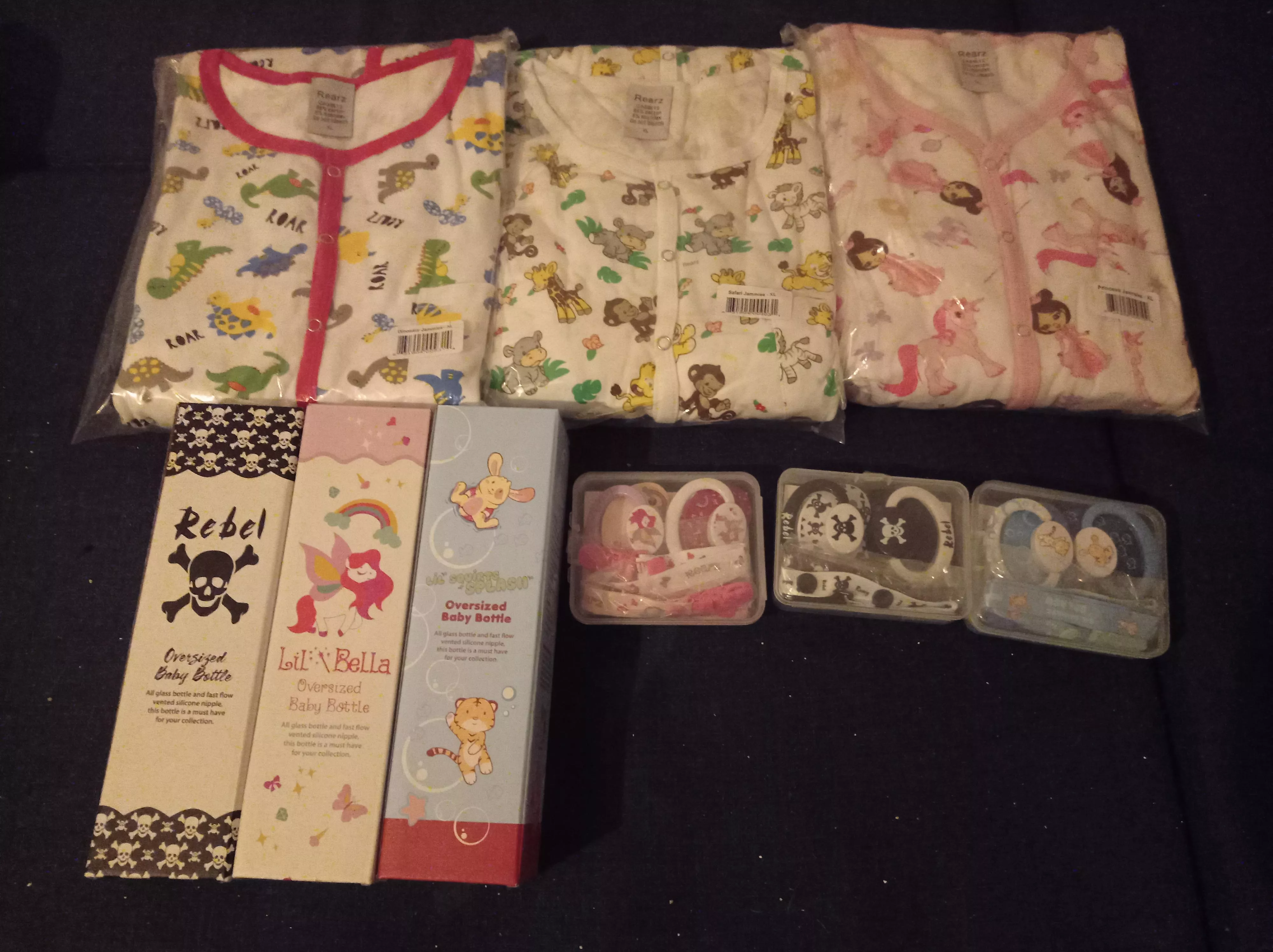 My Package arived (Footed PJs, Bottles and Binkis)