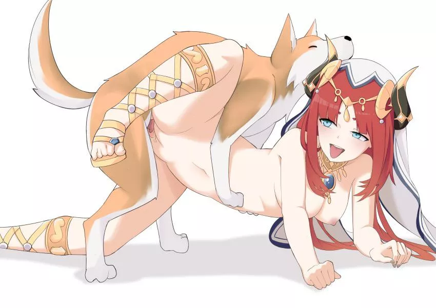 Nilou just can’t keep away from her favorite dog. (Genshin impact)(Lindruby)