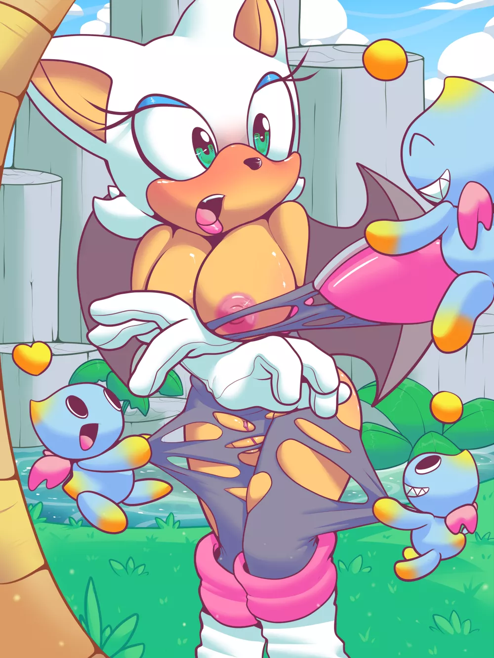 Rouge getting stripped by the Chao (rexin)