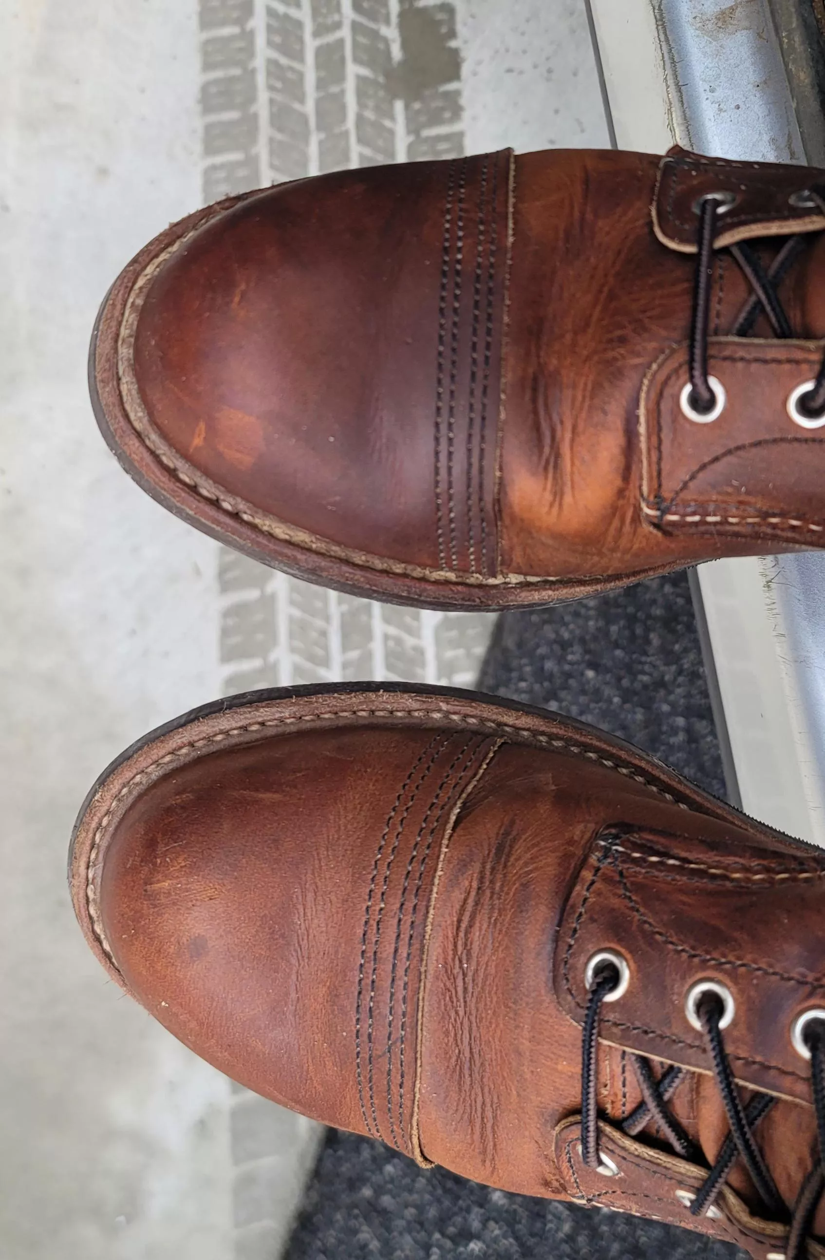 Spilled kerosene on Iron Ranger boot. Sucks.