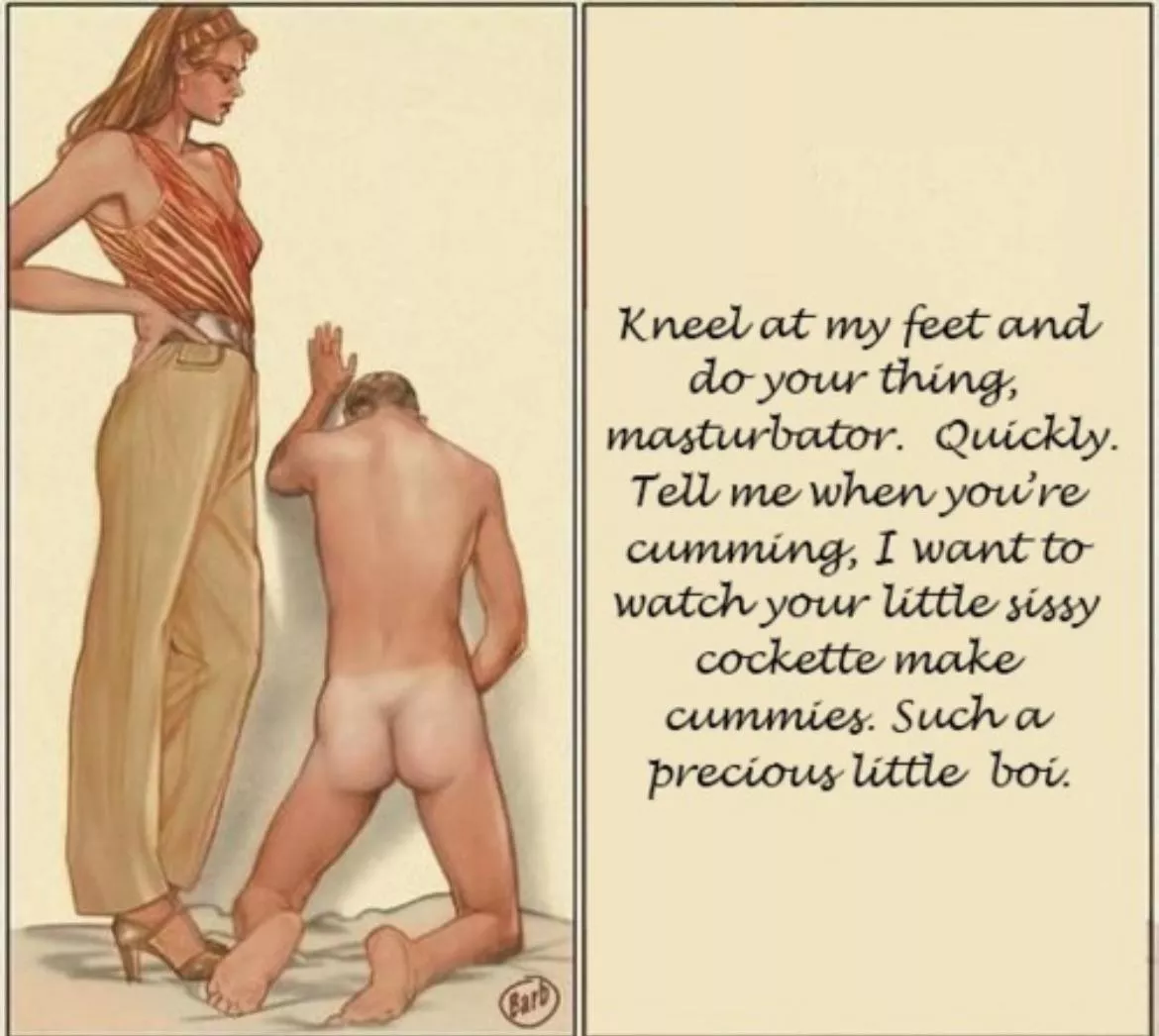 This is one of my favorite things to do to my slave! I love to watch, it’s humiliating for him and gets me wet!