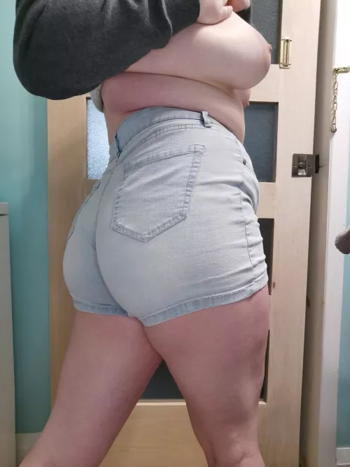 Tight shorts and braless