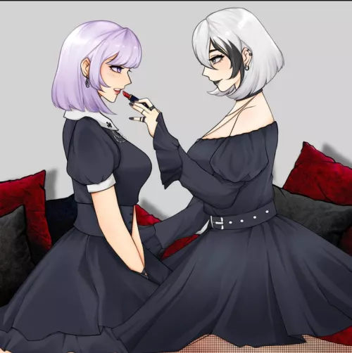 You'd never guess the purple haired girl was actually a boy. [Artist: Shadow-Vivian on Deviantart, they're art is amazing]