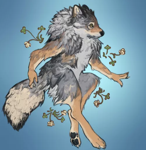 a fluffy wolfdog fursona commission i drew last week :3