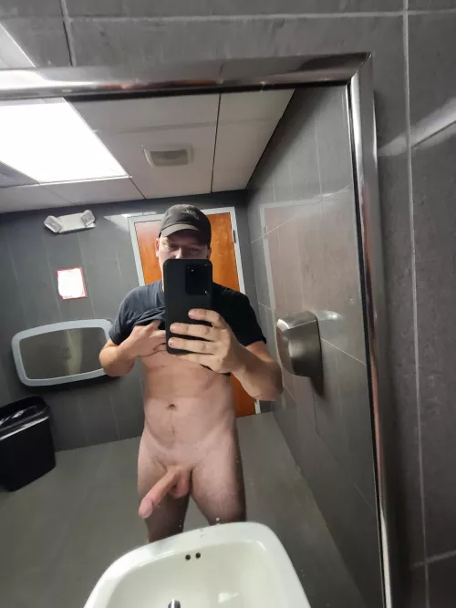 Bathroom boner at work ! 😈 blame my big titty Co worker 😒