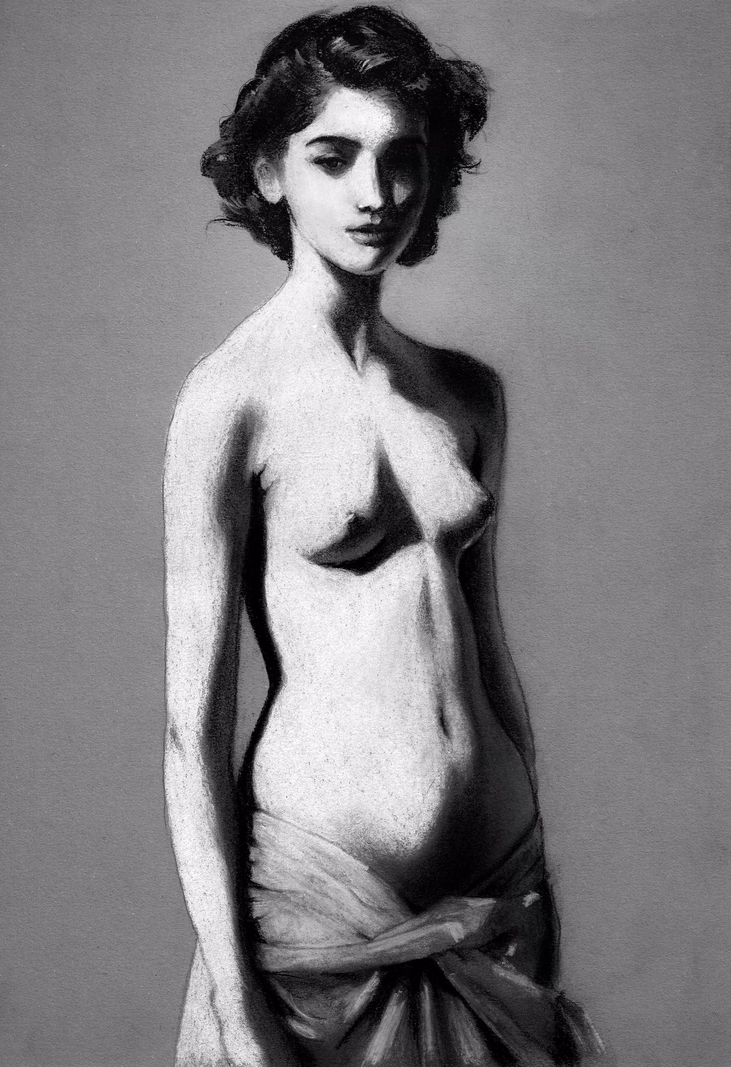 Charcoal and prismacolor pencils