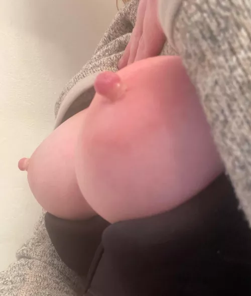 Experimenting with rubber bands! Love the way they make my nipples look!!