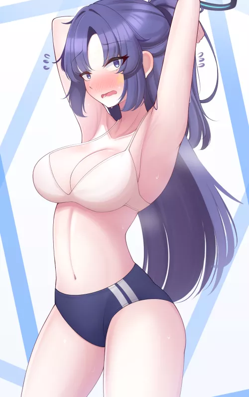 Hayase Yuuka in bra and bloomers (artwork by Laxius) [Blue Archive]