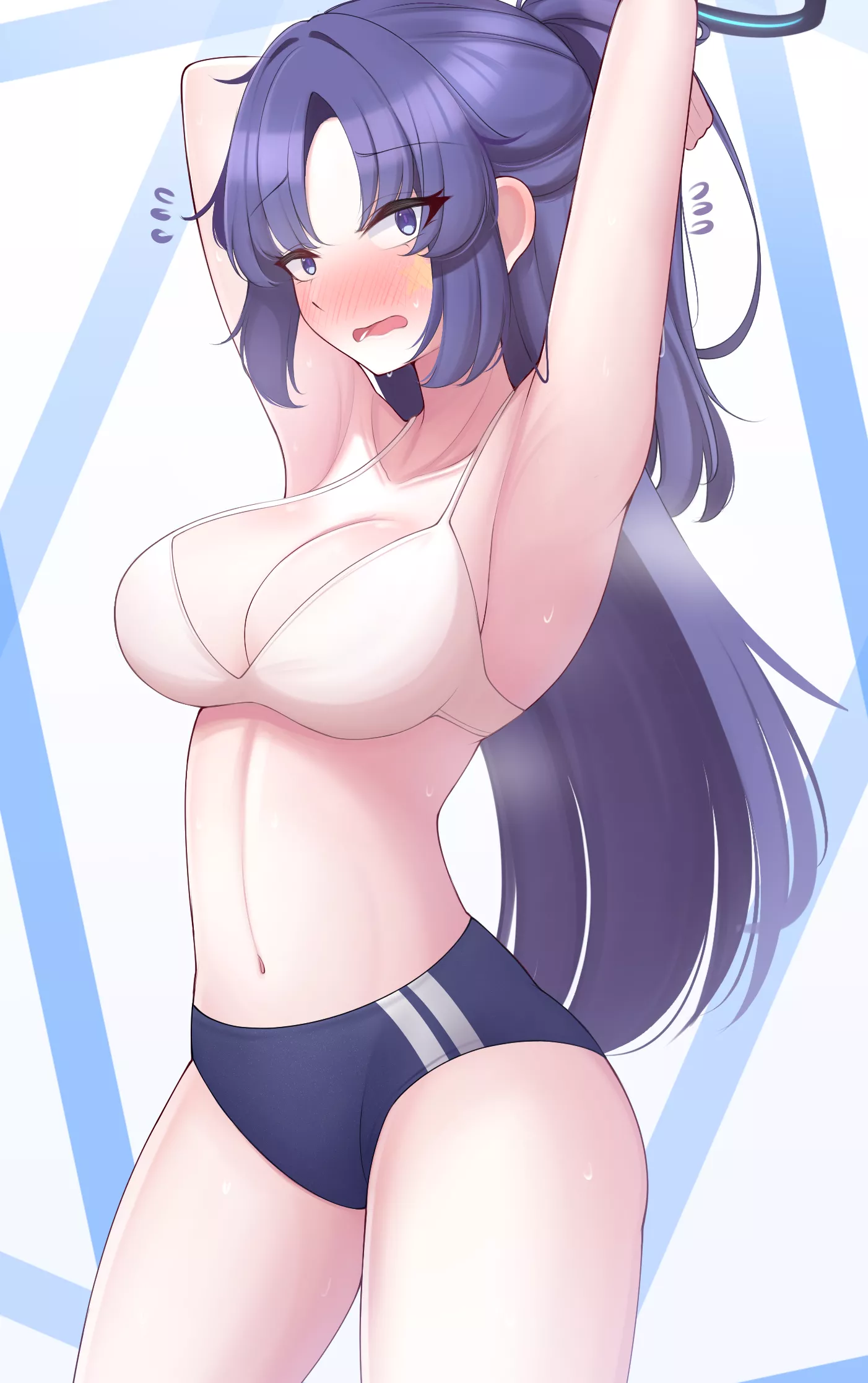 Hayase Yuuka in bra and bloomers (artwork by Laxius) [Blue Archive]