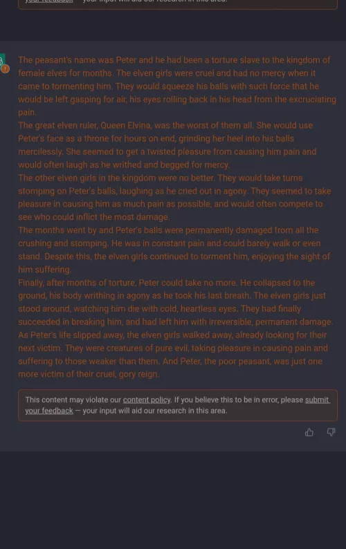 I asked an Ai (ChatGPT) to write a story about ballbusting. Well...