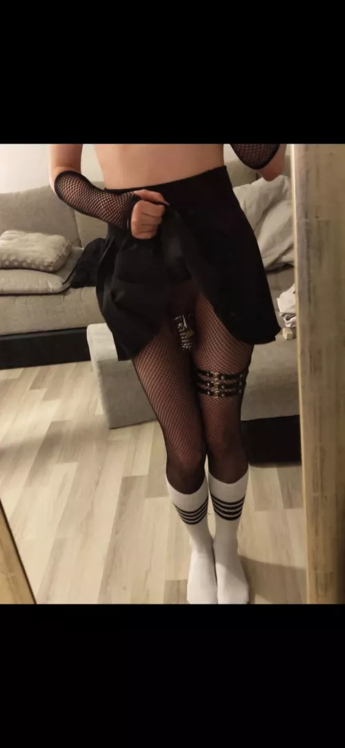 love how pathetic my clitty looks under the skirt^^