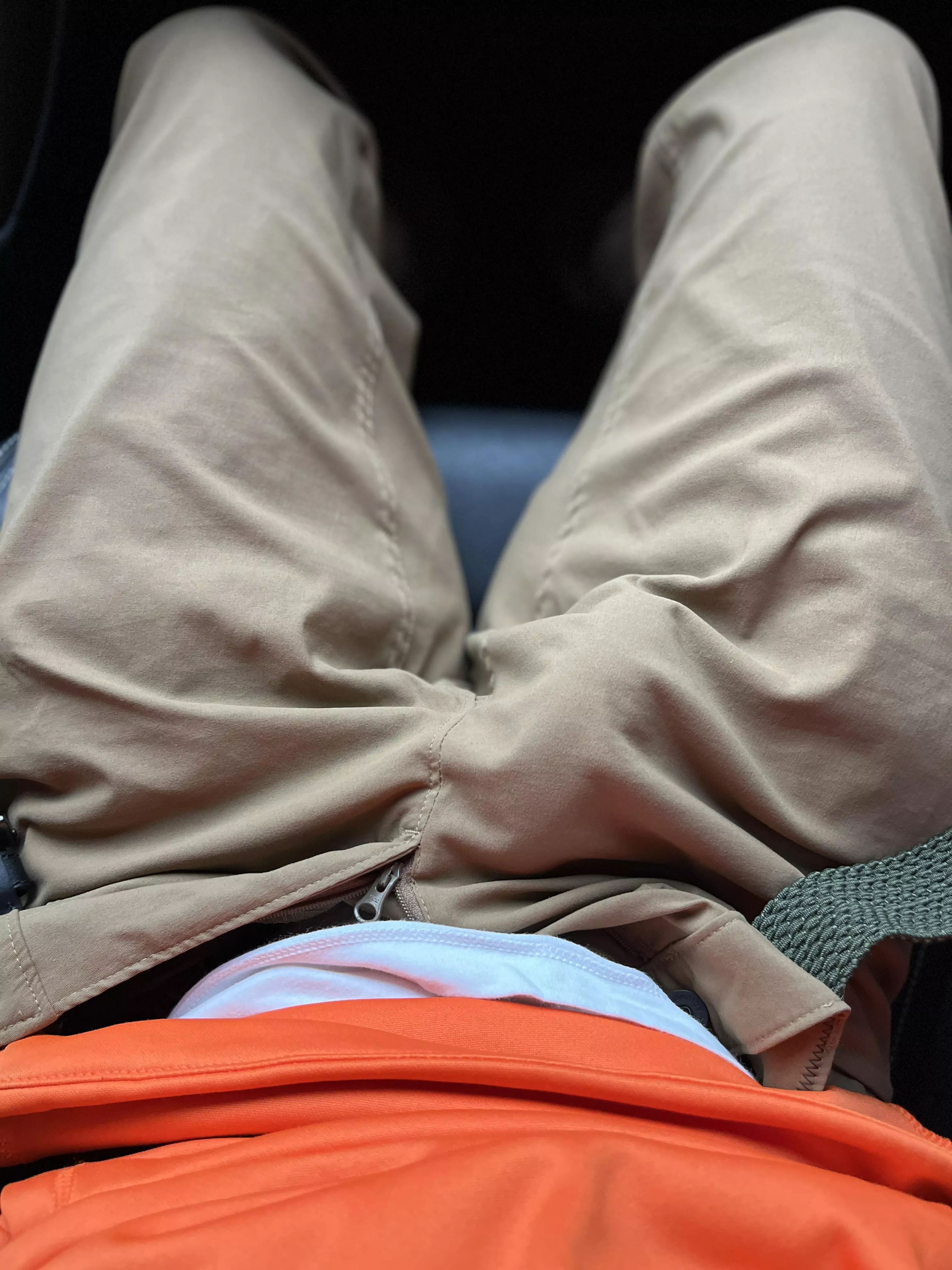 My bulge while riding in the car…had to unbuckle and release some of the tension
