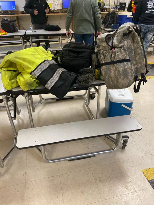 My rail gear. Fucking cold as shit out here. Now hopefully tie up in Iowa which is 70 miles from present location.