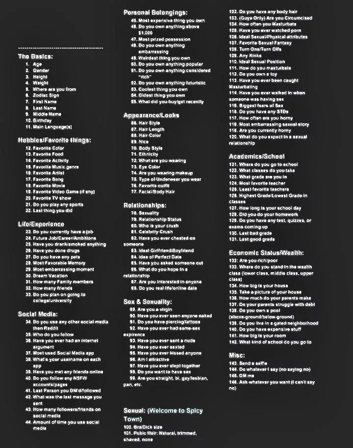 Pick a number and ask away. More then one if you wish.