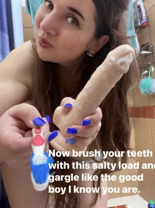 Swallow it whole when your done for mommy, no rinsing ! when your done, sissy🤭 be a good boy and follow directions, and this is just the beginning of your cum swallowing days with me loser 😈