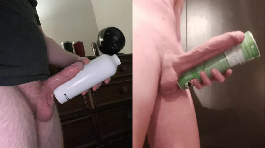 Water bottle (left pic) is 9 inches, and pringles can (right pic) is 10.2 inches; this guy is double to triple my size 😅