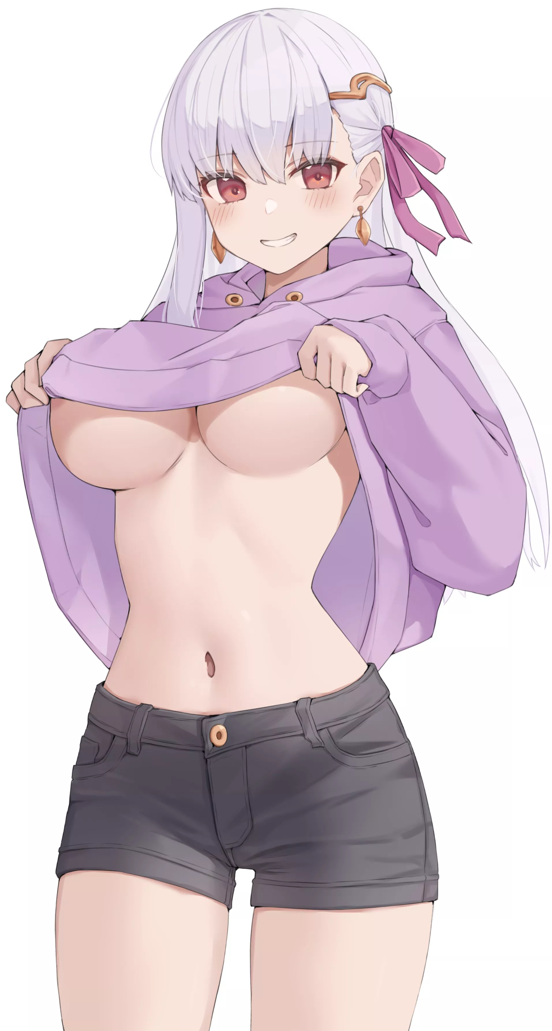 About to reveal her boobs