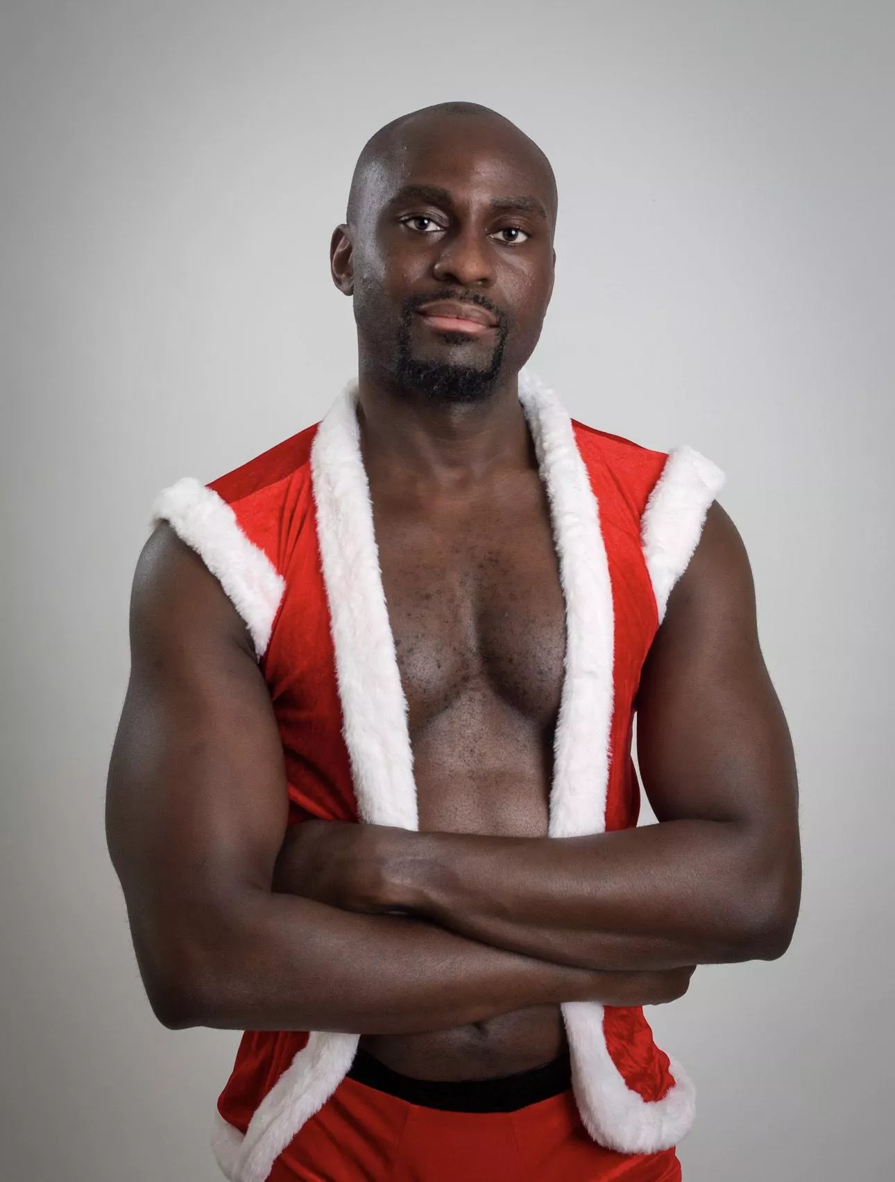 Celebrating the holidays with my own little twist on Santa's outfit.