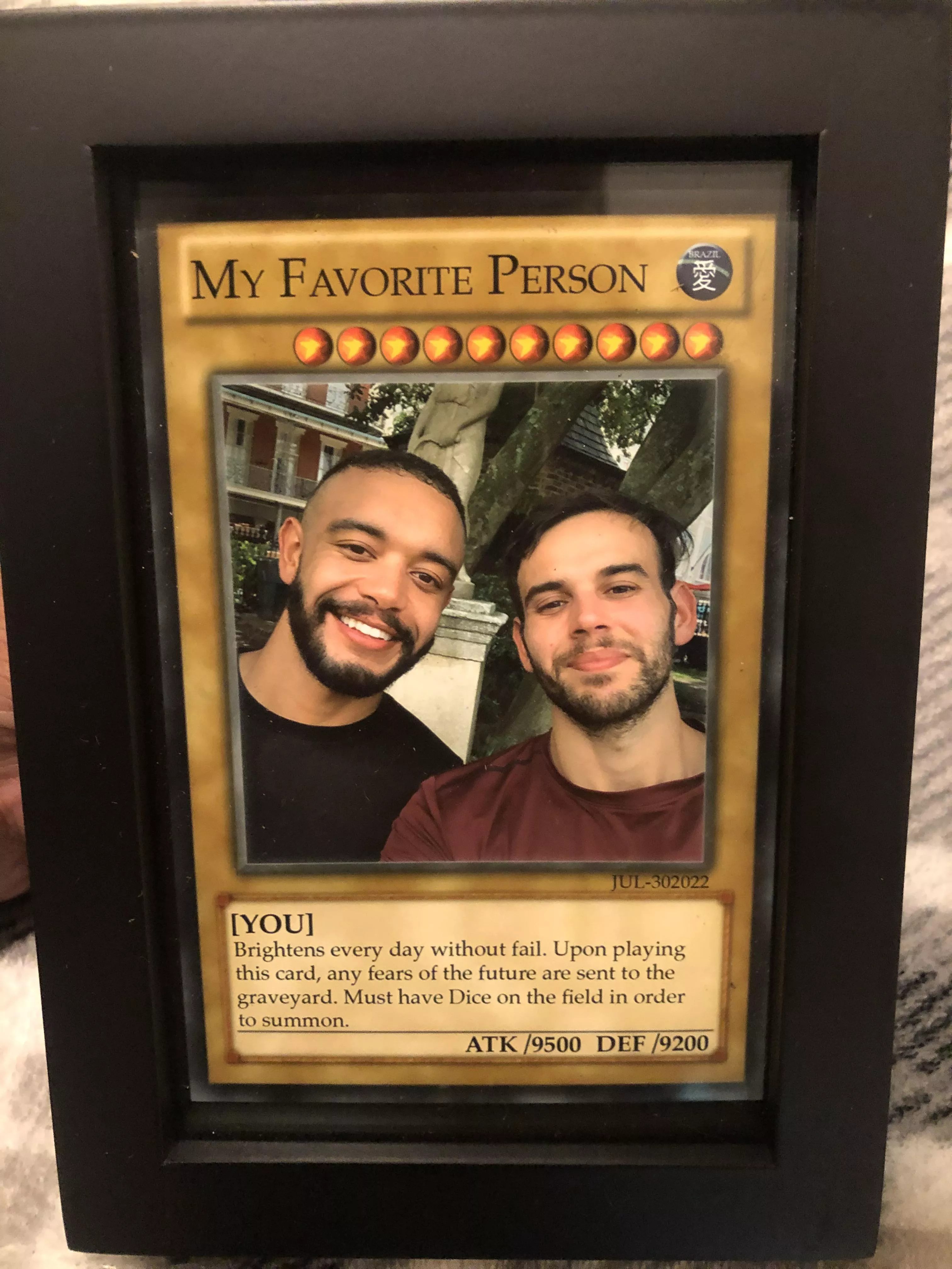 Found out my boyfriend likes Yugioh, so I opened up Photoshop to make him a Christmas gift. 🎁 (Dice is his dog)