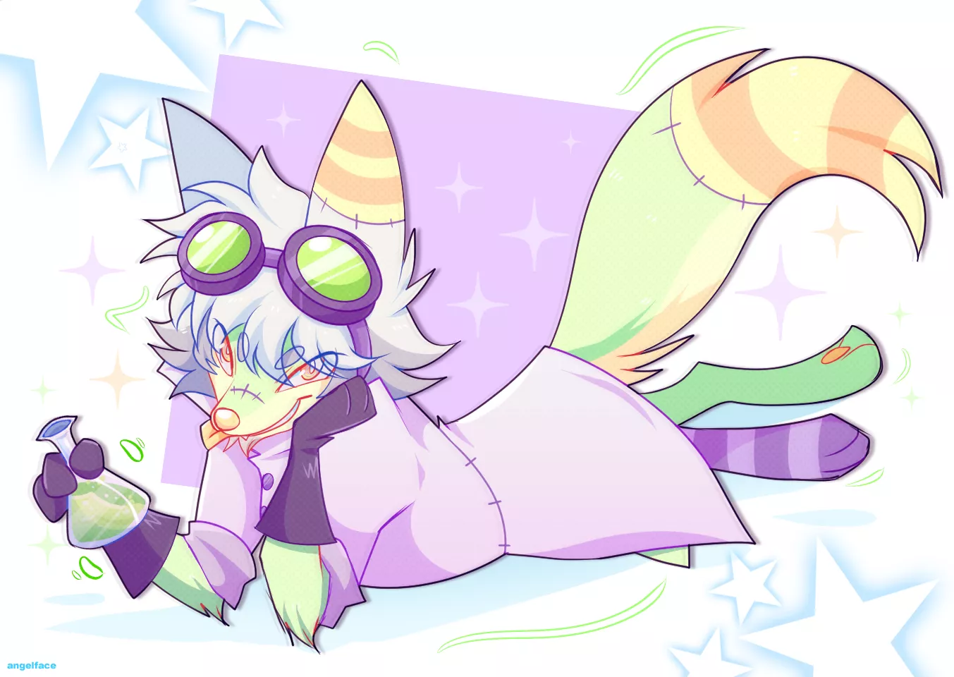 he wants you to drink the stange green liquid (my art)