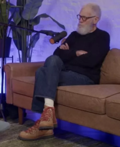 Help me identify these boots on Letterman.