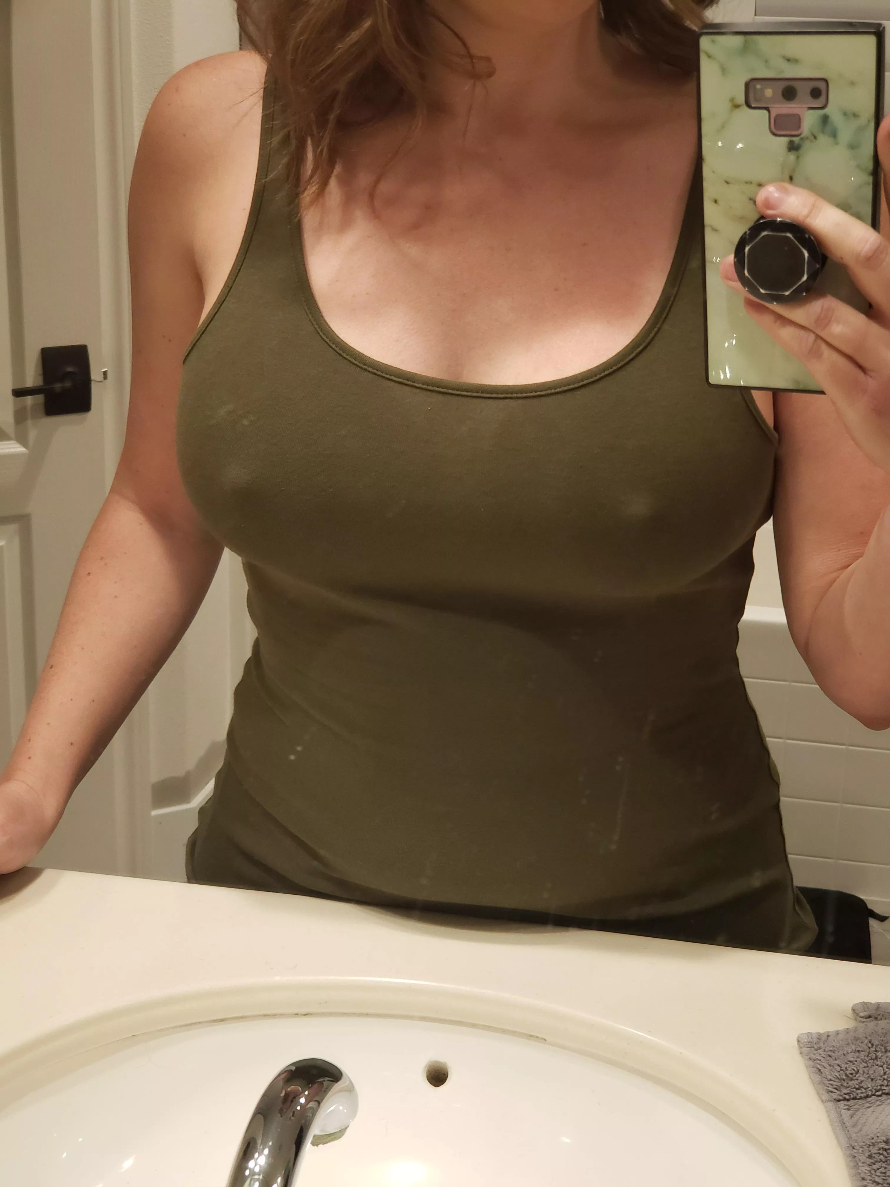 I guess I should put a bra on before going to see family...