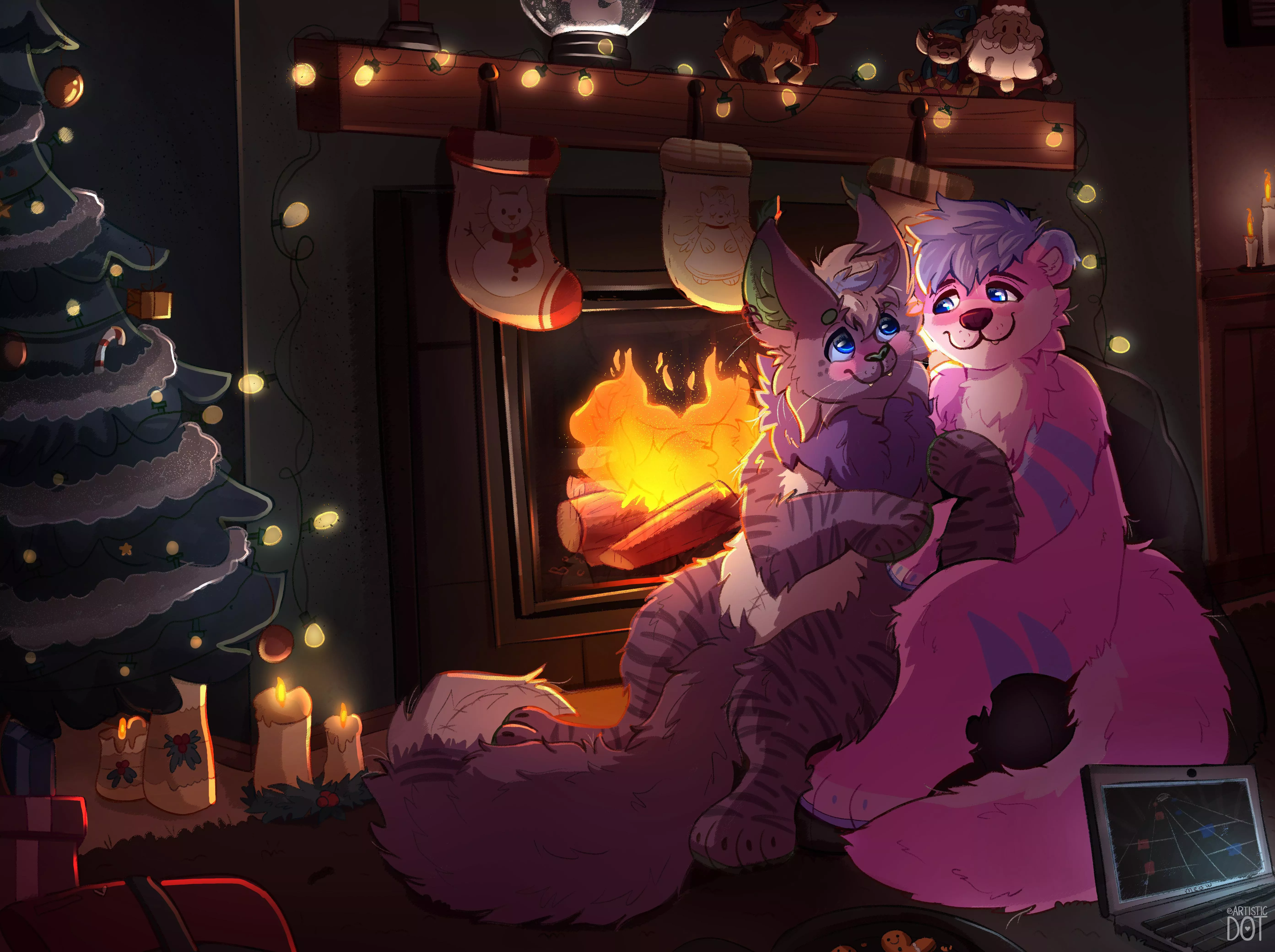 “Let’s cuddle by the warm fireplace this xmas night!” @artistic_dot on twitter